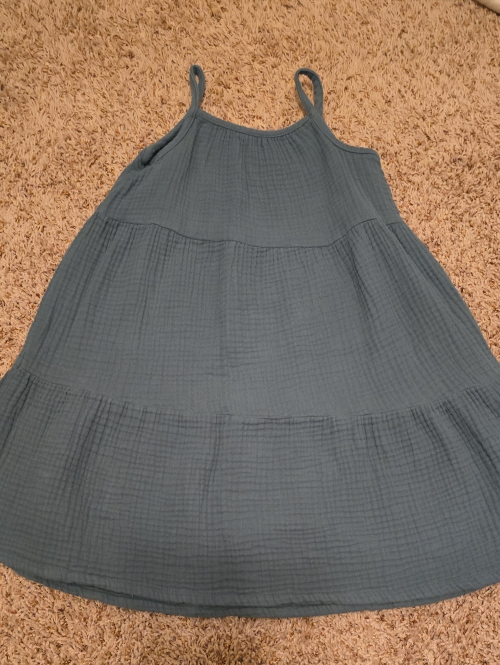 Women's Blue Gauze Tiered Spaghetti-Strap Dress